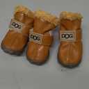 WINSOON Dog Australia Boots Pet Antiskid Shoes Winter Warm Skidproof Sneakers Paw Protectors 4-Pcs Set (Size 4, Light Brown)