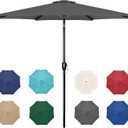 HealSmart 9ft Patio Umbrella with Push Button Tilt/Crank, Outdoor Table Market Yard Umbrella with 8 Sturdy Ribs for Garden, Backyard, Deck, Pool, Grey