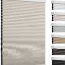 Changshade Blackout Cellular Shades Cordless Blinds for Indoor Windows, Room Darkening Honeycomb Pull Down 1.5" Cell for Bedroom, Bathroom, Nursey, Beige, Shade Size 33.5 Inch Width, 72 Inch Height