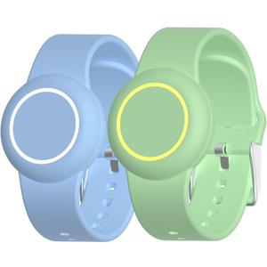[2-Pack] Bracelet for AirTag 2nd Gen (2026) & 1st Gen, Hidden Holder for Air Tag Kids, [Full Protective Cover] [Adjustable] Anti Lost Wristband for Child, Boys, and Girls (Light Blue+Green)