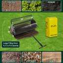 Compost and Peat Moss Spreader w/ 2 in 1 ATV & T Shaped Handle, 16”WX36”L, Lawn and Garden Peat Moss Roller w/Laser Cutting Wire Mesh Baskets for Spreading Manure, Topsoil (16”WX36”L)