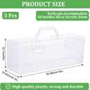 3 Pcs Paint Storage Box for 2 Fl. oz Acrylic Paints, Acrylic Portable Craft Art Organizer with Handle, 30 Bottles Capacity Plastic Art Supply Clear Boxes