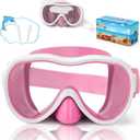 Kids Swim Goggles, Snorkel Mask Diving Mask Swimming Goggles with Nose Cover and Elastic Straps Cover & Mesh Bag & Ear Plugs