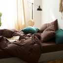 Duvet Cover Set Queen Size Brown Duvet Cover Solid Mocha Coffee Color Bedding Duvet Cover 3 Pieces Minimalist Soft Microfiber Comforter Cover with Zipper Ties Gift for Men Women