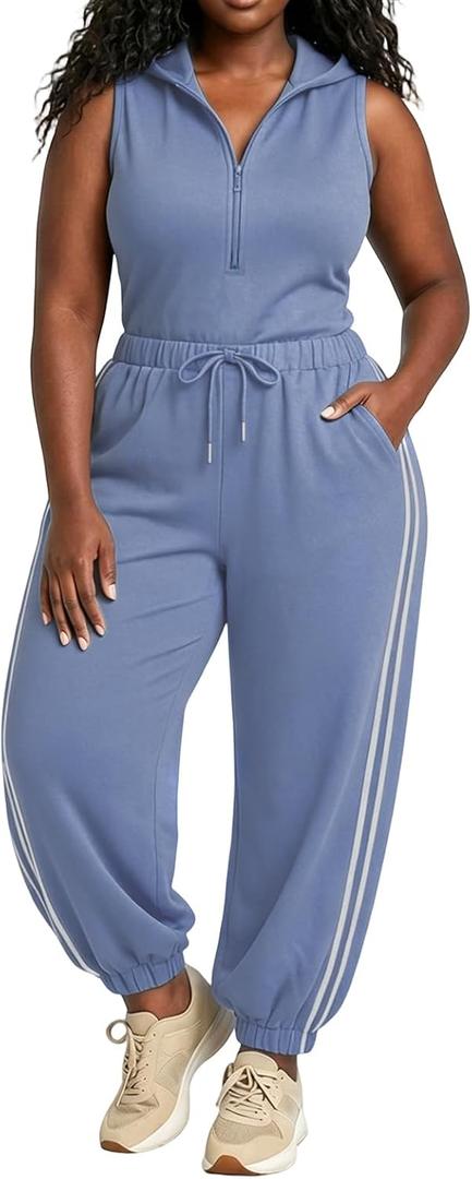Sweatsuits Women 2 Piece Outfit Sleeveless Pullover Hoodie Sweatshirt and Sweatpants Sweat Pants Set with Pockets
