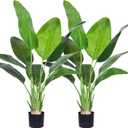 Artificial Bird of Paradise Plant, Fake Tree with Realistic Leaves and Durable pots, Adjustment-Free Branches Artificial Tree for Indoor Outdoor Home Decor (4FT 2Packs)