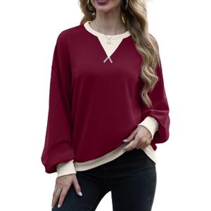 Women Sweatshirt Striped Crew Neck Oversized Long Sleeve Sweatshirt Color Block Loose Pullover (Medium)