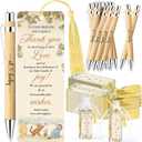 Xendelow Winnie Baby Shower Favors Set, Includes 30 Baby Shower Ballpoint Pens 30 Winnie Thank You Bookmarks 30 Organza Bags for The Pooh Gender Reveal Gifts Guest Prizes, Winnie Gifts for Guests