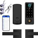 BEBASIA Smart Fingerprint Door Lock with Handle Set, Full App Control, Electronic Digital Touchscreen Keypad, Deadbolt Smart Locks for Front Door, Auto Lock, Black