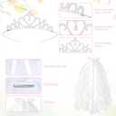 First Communion Veil Set - 1st Communion Headpiece Set for Girls, Holy Catholic Baptism Dress Up Accessories (White)