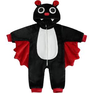 Toddler Baby Halloween Costume Cute Hooded Jumpsuit Zipper Snowsuit Romper Fuzzy Fall Winter Animal Cosplay Outfit, Size: 12-18 Months
