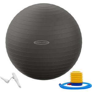 Anti-Burst and Slip Resistant Exercise Yoga Fitness Birthing Ball with Quick Pump, 2,000-Pound Capacity, Multiple Colors and Sizes (Gray)