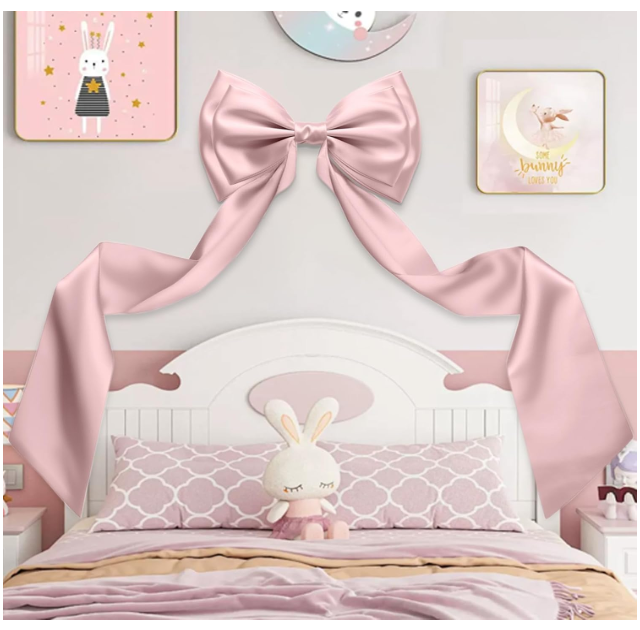 AZEAM Giant Bow Decoration, Big Bow for Backdrop with Back Ribbon 83x20 Inches, Satin Large Bows for Decoration, Coquette Bows Decor for Birthday Party Room Wedding Baby Shower Church Nursery (Pink)