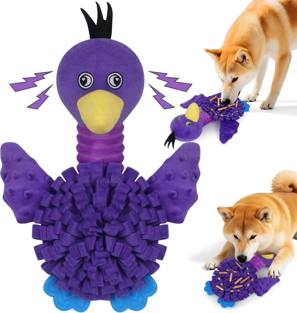 Interactive Snuffle Dog Toys, Squeaky Dog Toys for Puppy,Crinkle Dog Toy with Hiding Snack,Slow Feeder Treat Toy and Feeding Mats for Training,Dog Lick Mat Enhancement(Purple)
