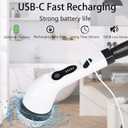 Electric Spin Scrubber Cordless Power Cleaning Brush with 8 Brush Heads Extendable Handle 3 Adjustable Size 2 Speeds IPX7 Waterproof for Bathroom and Kitchen