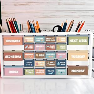 gisgfim 48Pcs Boho Teacher Toolbox Labels Classroom Decoration Self-Adhesive Toolbox Stickers Boho Tool Box Storage Decal Colorful Organizer Container Decor for Back to School Teacher Supplies