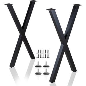 Taelakeni 40 Inch Table Legs Metal Desk Dinning Bar Table Legs with Adjustment Feet Pads, Set of 2 (Black)