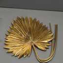 Large Pu Foam Gold Artificial Palm Leaves Faux Palm Tropical Leaves Fake Palm Fronds for DIY Wedding Bouquets Fake Leaves for Centerpieces Arrangements Bridal Shower Palm Leaf for Home Decor-3 Pcs