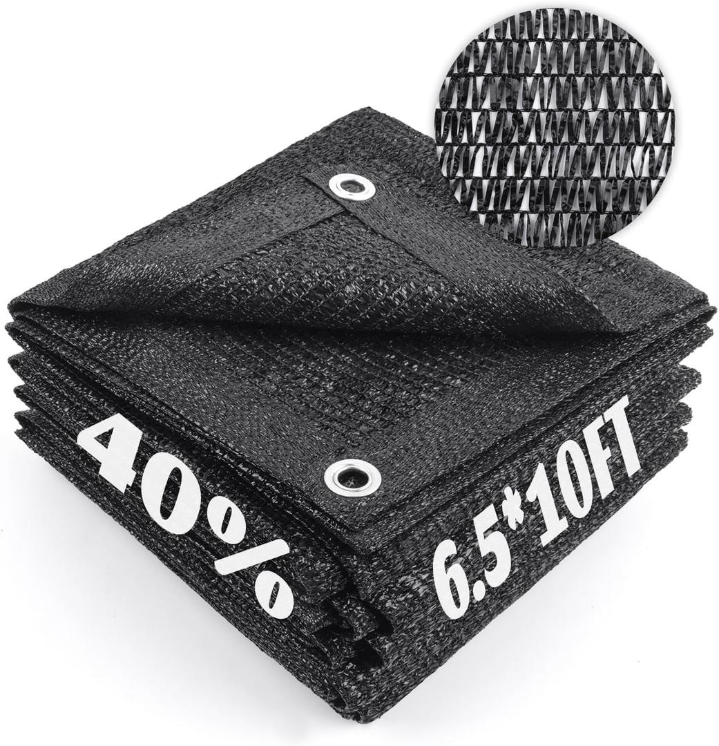 Cool Area 40% Sun Shade Cloth Mesh Tarp with Grommets for Plant Cover 6.5x10ft Patio Canopy Garden Pergola Greenhouse Car Barn Kennel Black