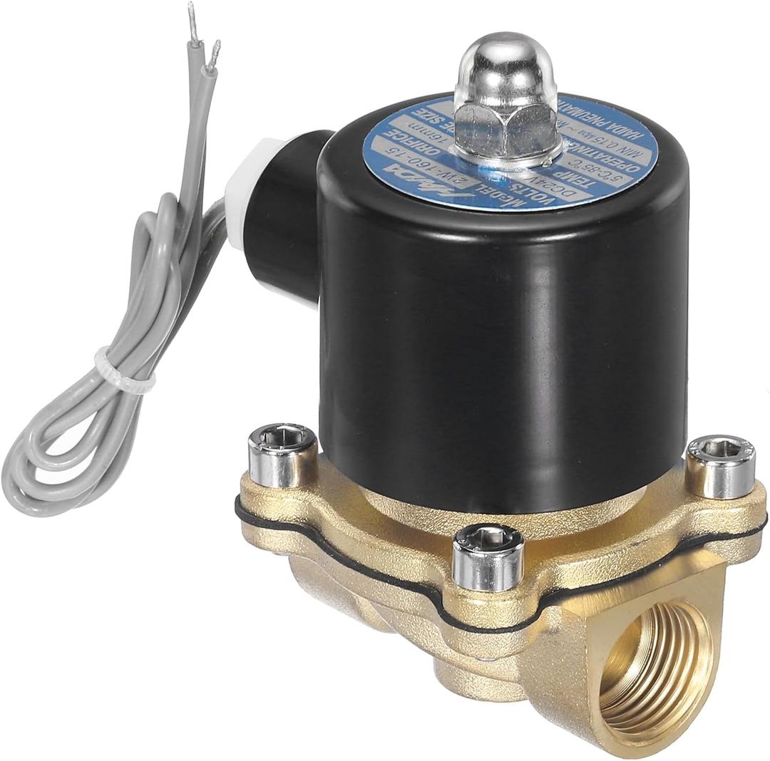 MECCANIXITY Brass Electric Solenoid Valve, 1/2" NPT 24V DC Air Valve Normally Closed for Water Gas Fuel Diesel Oil