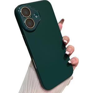 Caseative for iPhone 16 Case,Solid Color Full Camera Lens Protection Phone Case (Dark Green)