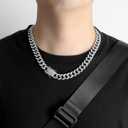 Watch Set for Men Cuban Chain Link Bracelet Necklace