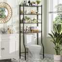 Simple Trending 4 Tier Over The Toilet Storage Rack, Bathroom Organizers and Storage Over Toilet with Adjustable Shelf and Basket, (Black)
