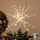 HMASYO 15 Inch Twinkling Starburst Christmas Tree Star Topper, 19-Point Silver Star Tree Topper with 150 LED, Remote Control & Timer, USB Power for Indoor Home Holiday Party Xmas Tree Decoration