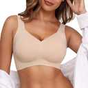 KeepMyself Women's Wireless Bras Full Coverage Seamless Supportive, Back Smoothing T-Shirt Bra with Padded Everyday Bra Size 2XL