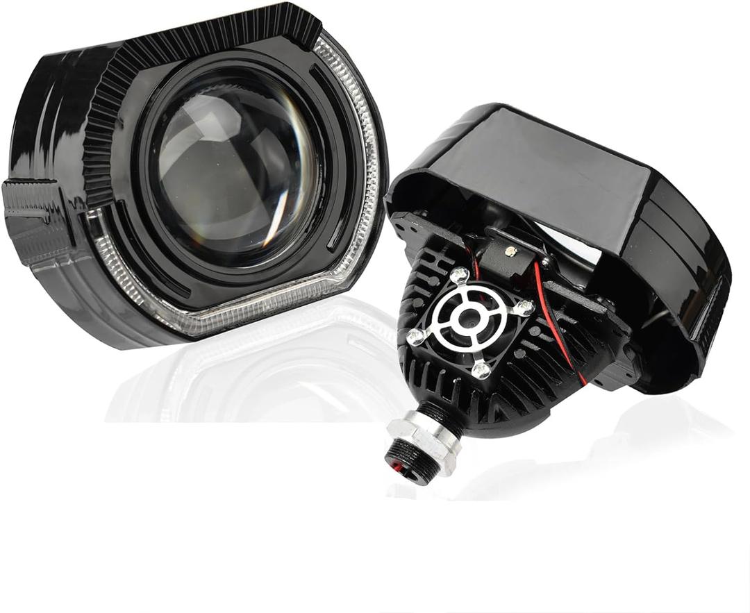 3.0 inch Bi Projector Lens with White Yellow Angel Eyes Black Shrouds,DRL Turn Signal Light Car Headlight Retrofit kit for H1 H4 H7 Car Motorcycle