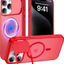 Innaght Magnetic for iPhone 15 Pro Case with Stand,Compatible with MagSafe,Rugged,Heavy Duty,Protective case Kickstand,[Built-in Invisible Stand],Red