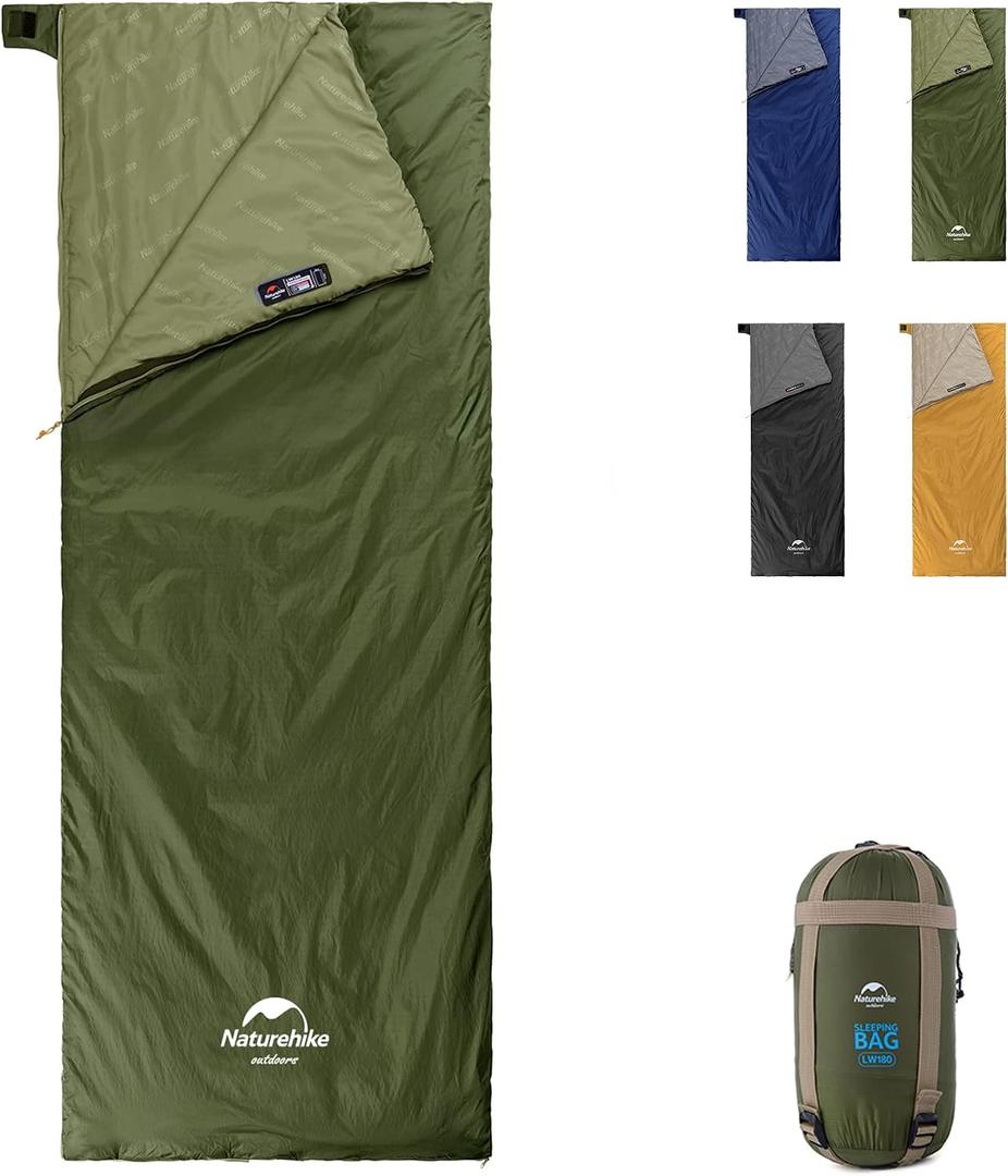 Naturehike Lightweight Compact Sleeping Bag, 59℉/32℉ Envelope Ultralight Backpacking Sleeping Bag Portable, Waterproof with Compression Sack for Cold&Warm, Camping, Traveling, Hiking