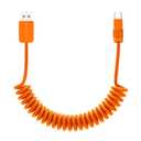 chubbycable Curly Chubby 120W Coiled USB C Fast Charging Cable Durable Braided Charger Cord for Car Compatible with iPhone 17-15 Series iPad, Orange+Orange, USB-A to Type-C, 2.13FT-6.56FT