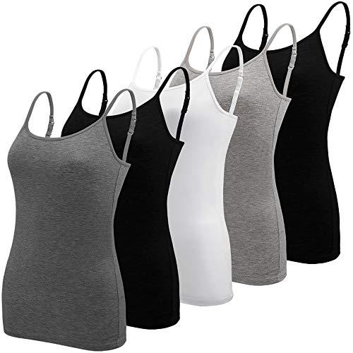 BQTQ 5 Pcs Women's Camisole Tank Top Undershirt Spaghetti Strap Basic Camisoles, XL