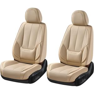Coverado Seat Covers, Car Seat Covers Front Seats, Beige Car Seat Cover, Car Seat Protector Waterproof, Car Seat Cushion Nappa Leather, Seat Covers Carseat Cover Universal Fit for Most Cars