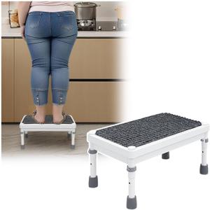 Medical Foot Stool Metal Step Platform Heavy Duty Adjustable Stepping Stool Anti Skid Bed Stairs for Adults Disability Aids Mobility Equipment Bed Step Stools for High Beds, Nursing, SUV Car - 750LBS