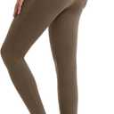Fleece Lined Leggings Women Snow Pants Water-Resistant Insulated Winter Leggings Warm with Pockets Thermal Ski (Brown, M)
