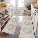 Pauwer Farmhouse Kitchen Rugs Sets of 3, Kitchen Runner Rugs Non Slip Washable, Boho Kitchen Mats for Floor, Indoor Door Mat Entrance, Laundry Room Rug, Thick Kitchen Floor Mat Carpet (20"x32"+20"x47"+20"x59", Taupe)