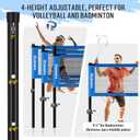 20ft Volleyball & Badminton Combo Net Set Outdoor for Backyard Beach with Adjustable Poles, Durable Anti-Sag Net, PU Volleyball, 2 Aluminum Rackets, Carry Bag for Easy Portable