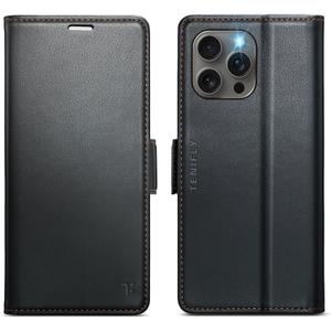 for iPhone 15 Pro Max Case Wallet with RFID Blocking Card Holder, PU Leather Kickstand Protective Flip Phone Cover Fit for iPhone 15 Pro Max 6.7", Black