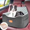 Memory Foam Booster Dog Car Seat Medium Dogs, Elevated Pet Car Seat Under 45 LBS, Detachable Washable, Anti-Slip Dog Booster Seat for Car Back Seat Only, Travel Dog Car Bed, Dog Seat Belt
