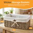 Vintiquewise Wicker Basket with White Lining, Seagrass Small Empty Gift Basket, Cute Wicker Basket for Gifts, Shelf or Toilet Tank Organizer
