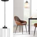 Pendant Lights Kitchen Island Black Industrial Kitchen Lighting 1Pack Clear Glass Cylinder Shade Farmhouse Adjustable Hanging Light Fixtures Island Lights for Kitchen Bedroom Hallway