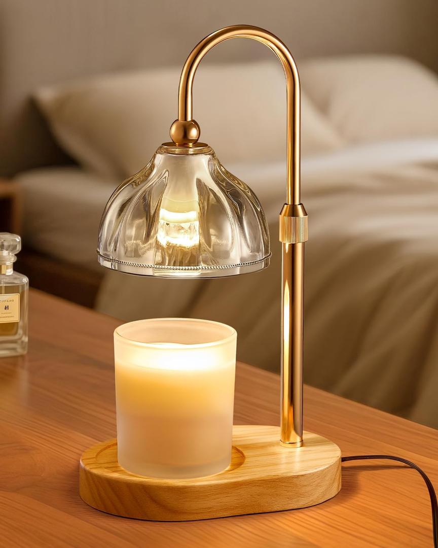HouseSapp Candle Warmer Lamp, Wax Melt Warmer with Timer Dimmer, Height Adjustable, Clear Lampshade, Includes 2 Bulbs, Birthday Gifts for Women, Mom, Christmas, Housewarming