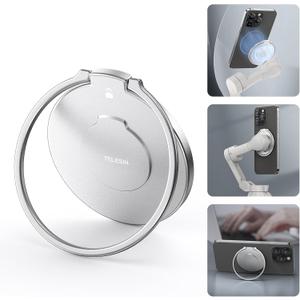 TELESIN Magnetic Phone Ring Holder Phone Mount for MagSafe, 360 Degree Magnet Finger Ring Grip Stand Holder Compatible with Osmo Mobile 6, 5, 4, Fit iPhone 12 13 14 15 Pro Max Smartphone Accessories