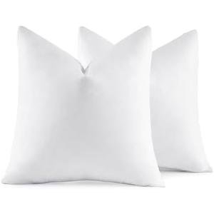 MIULEE 18x18 Pillow Inserts,Set of 2 Down Feather Throw Pillows for Couch Sofa Bed, Decorative Fluffy Throw Pillow Inserts Cotton Fabric,White