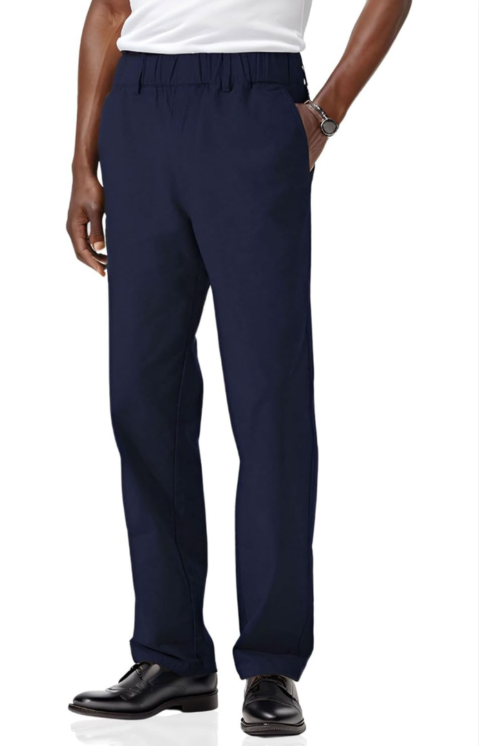 Soojun Men's Cotton Relaxed Fit Full Elastic Waist Twill Pants 42Wx28L