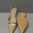 Mattiventon Slingback Heels for Women Kitten Heels Bow Ankle Strap Pointed Toe Heel Sexy Wedding Dress Party Pumps (9, Nude)