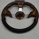 12.5" D-Shaped Boat Steering Wheel with 3/4 Tapered Shaft, Wood Grain Axle Marine Steering Wheel for Seastar and Verad, etc. for Marine Boats, Vessels, Yacht, Pontoon Boat