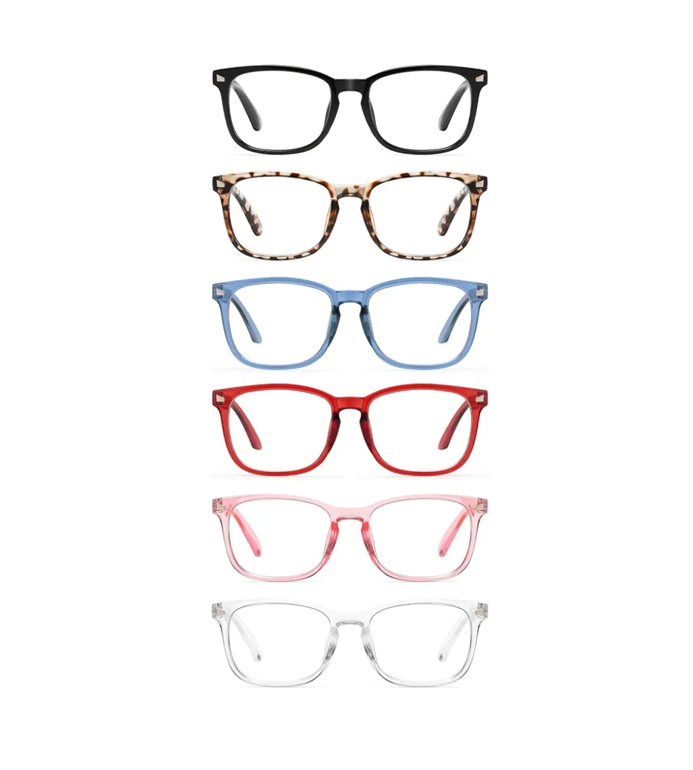 CCVOO 6 Pack Blue Light Blocking Reading Glasses, Anti Headache/Glare/Eye Strain Readers Computer Eyeglasses Women/Men (6 Pack Mix,1.00)